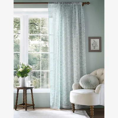 Marks & Spencer Laura Ashley Shepherds Purse Sheer Voile Curtains Light Blue Mix