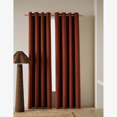 Marks & Spencer M&S Velvet Eyelet Curtains Chestnut