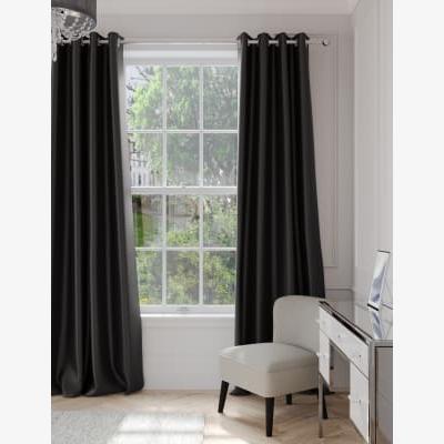 Marks & Spencer M&S Faux Silk Eyelet Blackout Curtains - EW54 - Dark Charcoal, Dark Charcoal