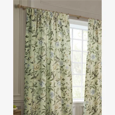 Marks & Spencer Sanderson Porcelain Garden Chenille Curtains Green Mix