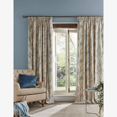 Marks & Spencer Laura Ashley Pure Cotton Pussy Willow Pencil Pleat Curtains Blue Mix