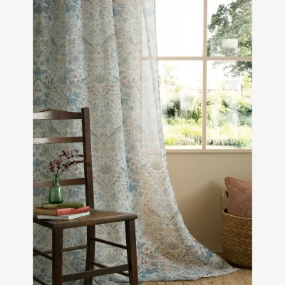 Marks & Spencer William Morris At Home Strawberry Thief Voile Panel Curtains Blue Mix