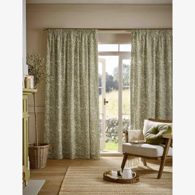 Marks & Spencer William Morris At Home Original Willow Pencil Pleat Curtains Green Mix