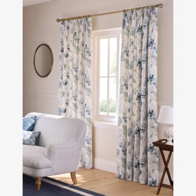 Marks & Spencer Laura Ashley Gosford Pure Cotton Floral Curtains Blue Mix