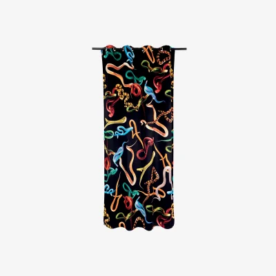 Made in Design Curtain Toiletpaper - Snakes Black textile / 140 x 280 cm - Polyester - Seletti