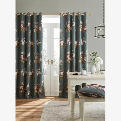 Downtown Laura Ashley Rosemore Blackout Eyelet Curtains - Fern - 64x90 163x229 In Green