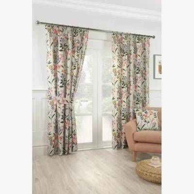 Downtown Sundour Meadow Lined Pencil Pleat Curtains - Multi - W 90 x D 90