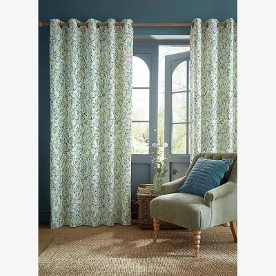 Downtown Laura Ashley Brayton Leaves Lined Eyelet Curtains - Multi - W 64 x D 54