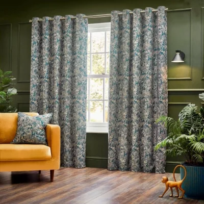 Downtown Wylder Bengal Chenille Eyelet Curtains - Wedgewood - W 228 x L 228