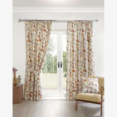 Downtown Sundour Grove Auburn Curtains - 66x90, Cotton, Floral - Brown/Green