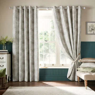 Downtown Laura Ashley Millhayes Blackout Eyelet Curtains - Natural - W 64 x D 90