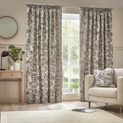Downtown Wylder Pomegranate Pencil Pleat Curtains - Natural - W 228 x L 182