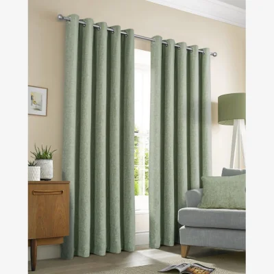 Downtown Sundour Amberley Thermal Eyelet Curtains - Sage - W 90 x D 72
