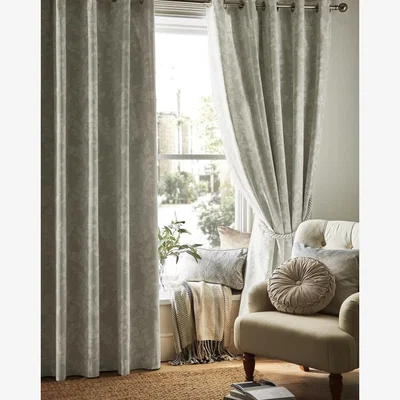 Downtown Laura Ashley Waxham Eyelet Curtains - Dove Grey - 88 x 90