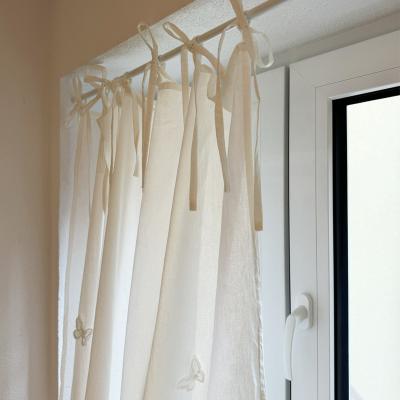 The Range Pure Cotton Tie-Up Cafe Curtain - White / 180cm
