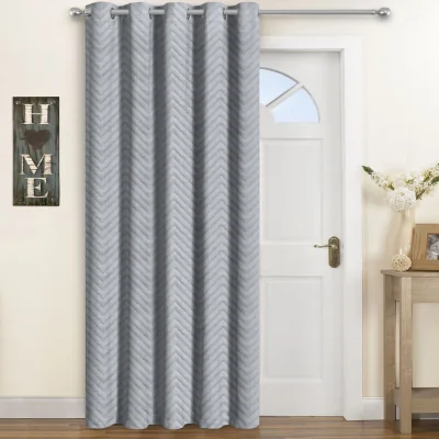 The Range Chevron Pattern Thermal Door Panel Curtain - Grey