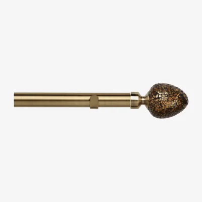 The Range 28mm Fixed Length Metal Eyelet Curtain Pole Set - Alexia Finial - Antique Brass
