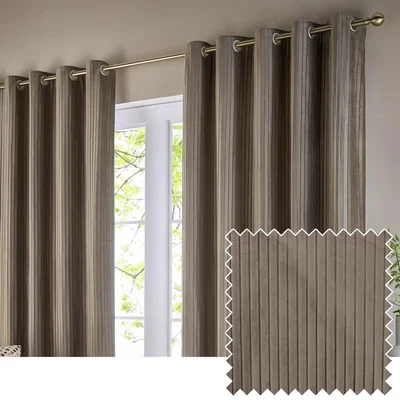 The Range Corinthian Velvet Room Darkening Eyelet Curtains - Taupe / 229cm / 183cm