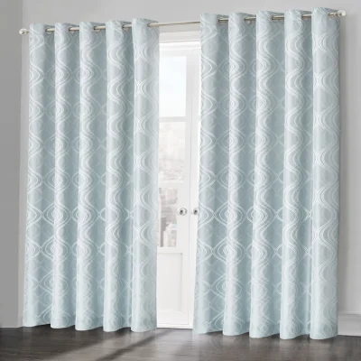 The Range Modern Swirls Jacquard Curtain Pair - Duck Egg / 46in / 72in