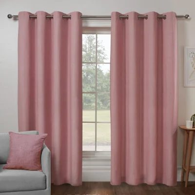 The Range Textured Print Eyelet Lined Curtains for Bedroom and Living - 2 Panels - Blush