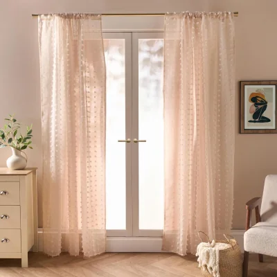 The Range OHS Pompom Tufted Voile Curtains - Natural