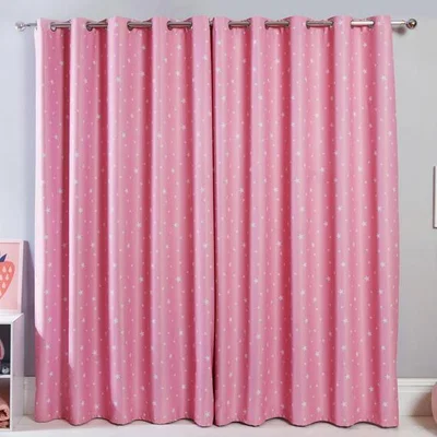 The Range Dreamscene Star Printed Eyelet Blackout Pair Curtains - Pink / 46" wide x 54" drop