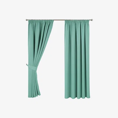 The Range Woven Blockout Pencil Pleat Curtains - Teal / 183cm / 114cm