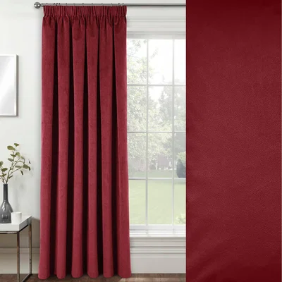 The Range Oxford Blackout Velvet Supersoft Tape Top Single Door Curtain - Red