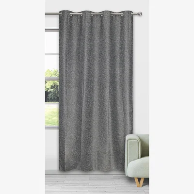 The Range Nomi Slub Eyelet Single Panel Curtain - Black