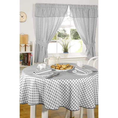 The Range Gingham Pencil Pleat Curtains - Charcoal