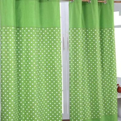 The Range Cotton Stars Ready Made Eyelet Curtain Pair - Green / 228cm