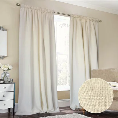 The Range Tuscany Linen Look Voile Lined Pencil Pleat Curtains - Cream / 229cm / 274cm