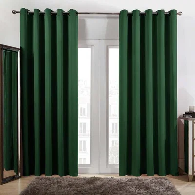 The Range Dreamscene Eyelet Blackout Curtains PAIR of Thermal Ring Top - Forest Green / 66" wide x 72" drop