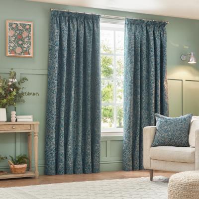 The Range Grantley Jacquard Pencil Pleat Curtains - Wedgewood / 228cm