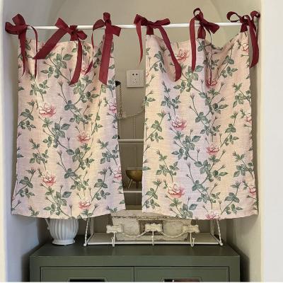 The Range Rose Printing Tie-Up Curtain - Pink / 100cm