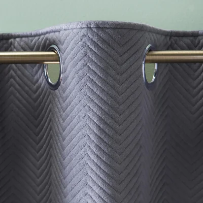 The Range OHS Quilted Velvet Eyelet Curtains - Charcoal