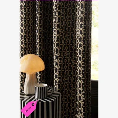 Rockett St George Midnight Daisy Print Blackout Lined Pair of Curtains W117cm x D183cm - SECONDS