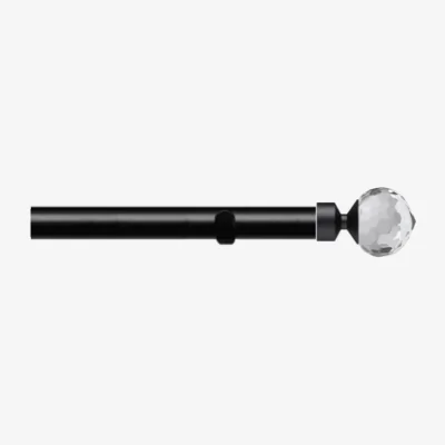 The Range 28mm Fixed Length Metal Eyelet Curtain Pole Set - Bella Finial - Black