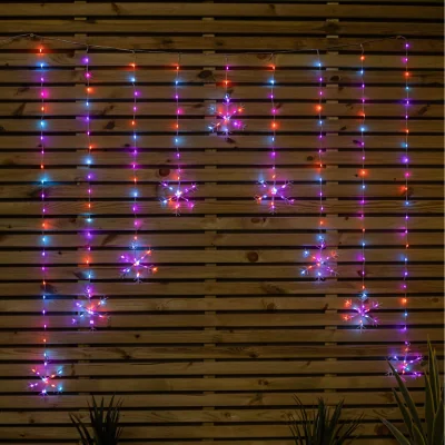 The Range Christmas Snowflake Curtain Lights with 267 Rainbow Lights - Rainbow