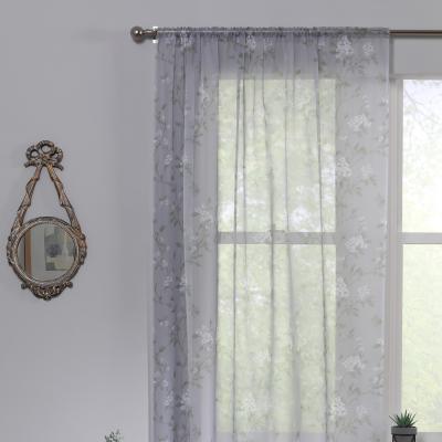 The Range Ayla Printed Voile Slot Top Panel - Grey / 122cm