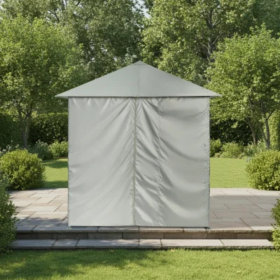 The Range Water Resistant Gazebo With Curtains - Grey