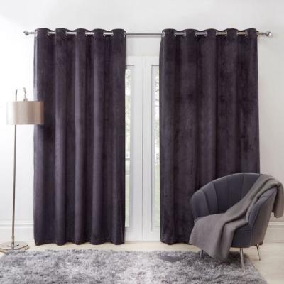 The Range Sienna Capri Supersoft Velvet Eyelet Lined Curtains - Grey / 46" wide x 72" drop