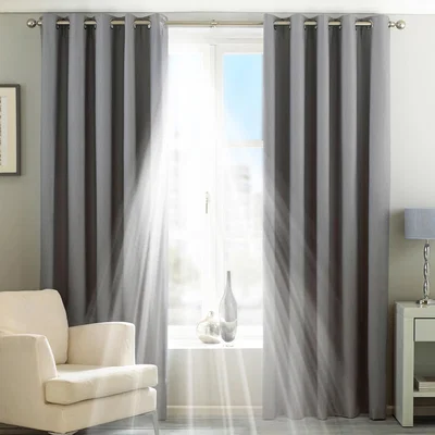 The Range Twilight Thermal Blackout Eyelet Curtains - Silver / 168cm / 137cm