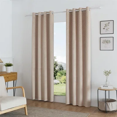 The Range Temple Velvet Ring Top Blackout Curtains - Latte / 117cm / 137cm