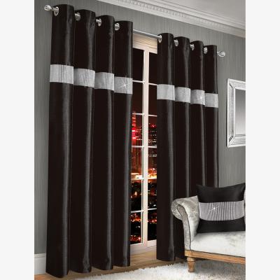 The Range Stunning Diamonte panel curtain pair - Black / 54in