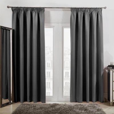 The Range Dreamscene Pencil Pleat Blackout Pair Of Thermal Curtains - Grey / 46" wide x 54" drop