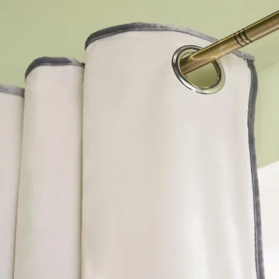 The Range OHS Piped Edge Velvet Eyelet Curtains - Grey