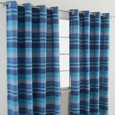 The Range Homescapes Cotton Morocco Striped Curtain Pair - Blue / 137cm