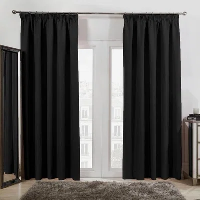 The Range Dreamscene Pencil Pleat Blackout Pair Of Thermal Curtains - Black / 66