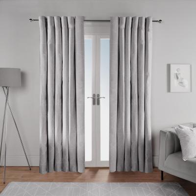 The Range Mason Geo Blackout Eyelet Curtains - Grey / 66" wide x 90" drop